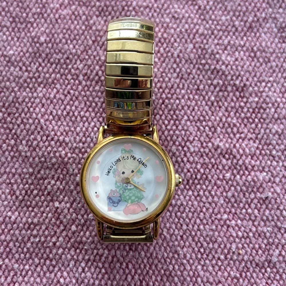 Precious Moments Valdawn Gold Tone Stretch Band Watch